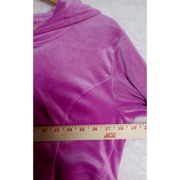 Vivre La Vie Velvet Pink Jogger and Crop Hooded Sweatshirt Set, Size XL - Picture 4 of 11